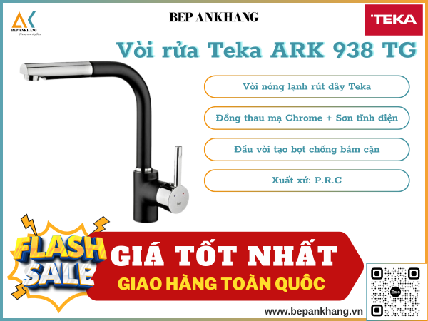 Vòi rửa Teka ARK 938 TG - Chất liệu Đồng thau mạ Chrome & Sơn tĩnh điện - Xuất xứ tại nhà máy Teka